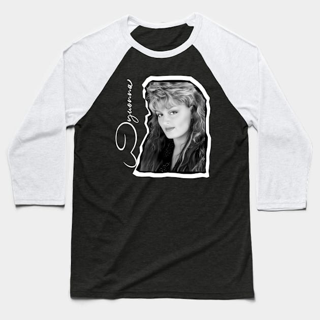 Wynonna Judd BW Baseball T-Shirt by KIJANGKIJANGAN